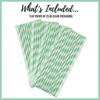 Decorative Striped Paper Straws (100pcs, Striped, Gray) - themeprintparty