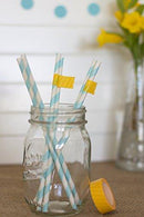 Decorative Striped Paper Straws (100pcs, Striped, Gray) - themeprintparty