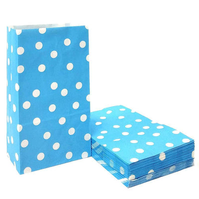 Favor Bags 50 PCS Blue Polka Dot Paper Lunch Bags for Sweets Biscuits Nuts Chocolates Christmas Gifts Birthday - themeprintparty