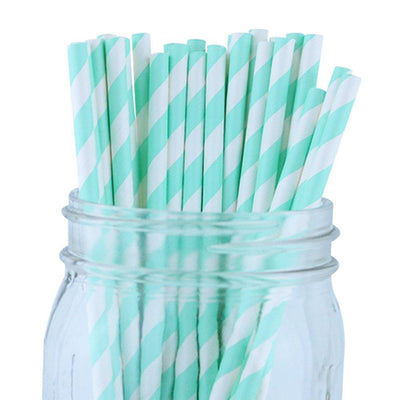 Decorative Striped Paper Straws (100pcs, Striped, Gray) - themeprintparty