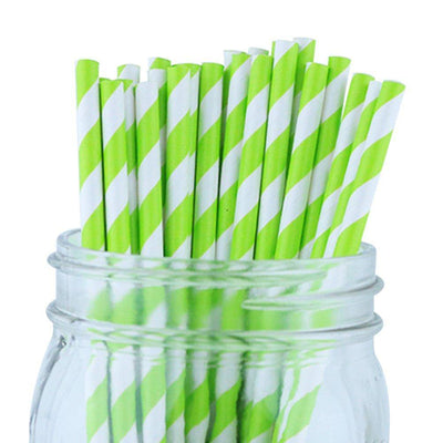 Decorative Striped Paper Straws (100pcs, Striped, Gray) - themeprintparty