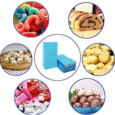 Favor Bags 50 PCS Blue Polka Dot Paper Lunch Bags for Sweets Biscuits Nuts Chocolates Christmas Gifts Birthday - themeprintparty