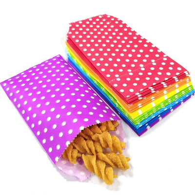 Favor Bags 50 PCS Blue Polka Dot Paper Lunch Bags for Sweets Biscuits Nuts Chocolates Christmas Gifts Birthday - themeprintparty