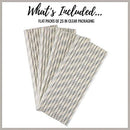 Decorative Striped Paper Straws (100pcs, Striped, Gray) - themeprintparty