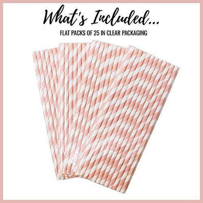 Decorative Striped Paper Straws (100pcs, Striped, Gray) - themeprintparty