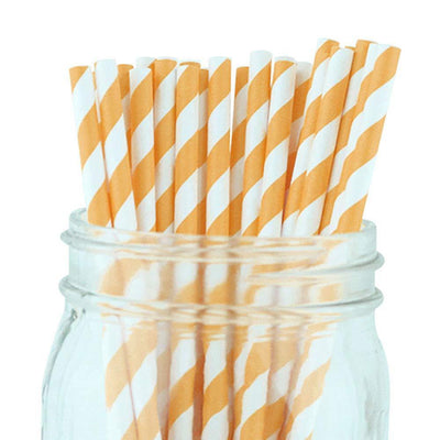 Decorative Striped Paper Straws (100pcs, Striped, Gray) - themeprintparty